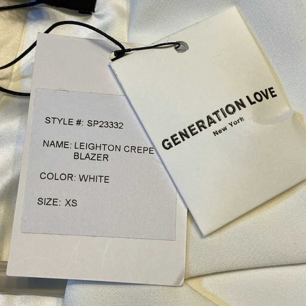 Generation Love Leighton Double Breasted Crepe Blazer XS‎ White SP23332 NEW